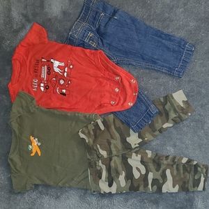Carter's Short Sleeve Onesies with Pants, 2 outfits